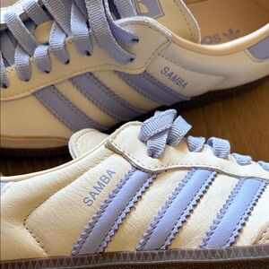Adidas Samba Shoes in Cream and Light Purple